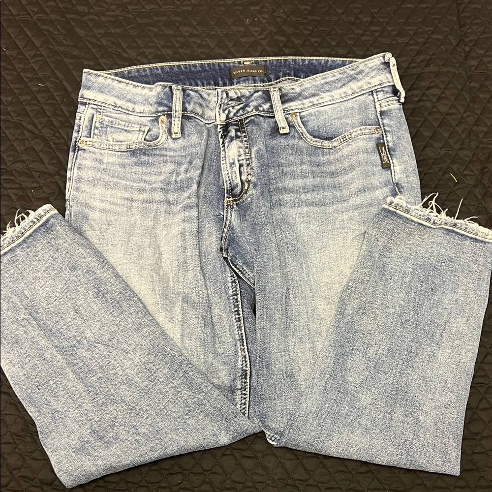 Silver Jeans Light Blue Elyse Slim Crop Jeans